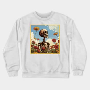 Creepy Skeleton Flower Cartoon Vintage Crewneck Sweatshirt